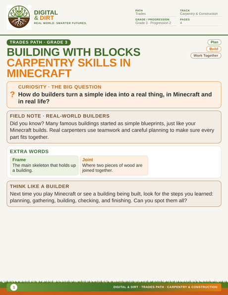 Page 1 of Building with Blocks: Carpentry Skills in Minecraft