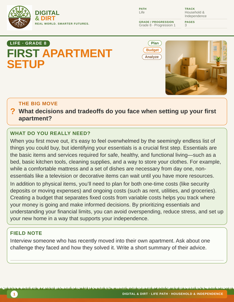 Page 1 of First Apartment Setup