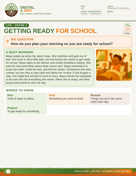 Page 1 of Getting Ready for School