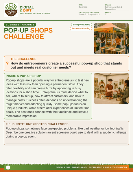 Page 1 of Pop-Up Shops Challenge
