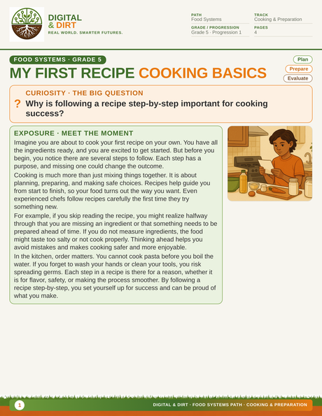 Page 1 of My First Recipe: Cooking Basics