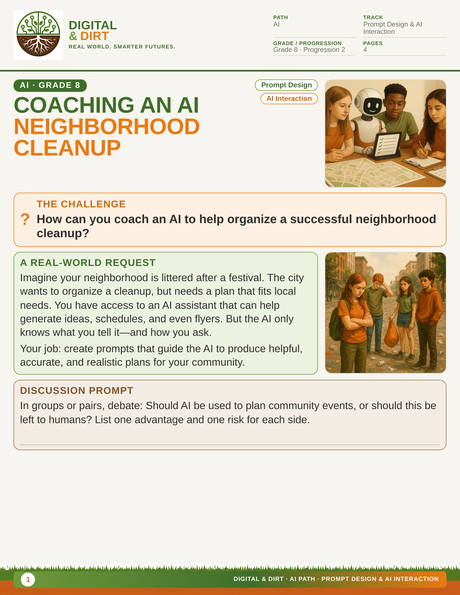 Coaching an AI: Neighborhood Cleanup — a real Digital & Dirt activity