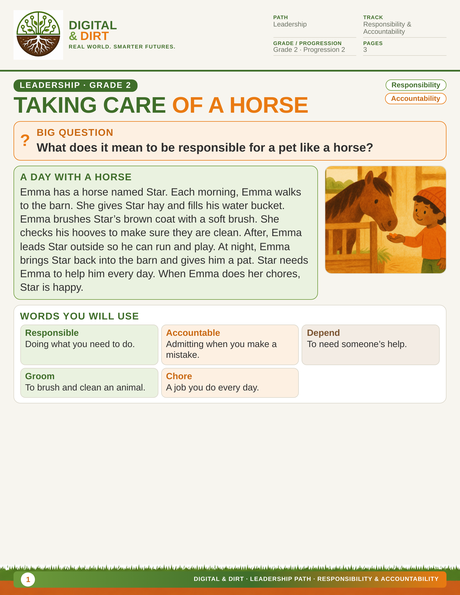 Page 1 of Taking Care of a Horse