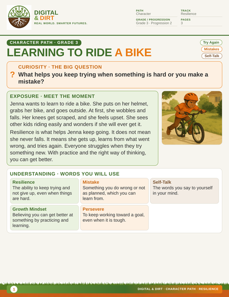 Page 1 of Learning to Ride a Bike: Building Resilience