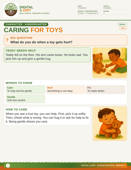 Page 1 of Caring for a Hurt Toy