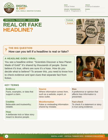 Page 1 of Real or Fake Headline?