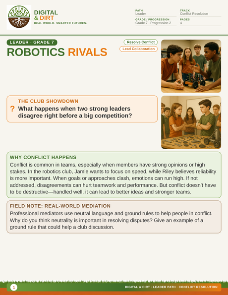 Page 1 of Robotics Rivals: Navigating Club Conflict