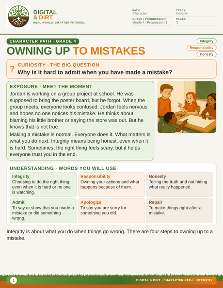 Page 1 of Owning Up to Mistakes